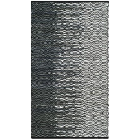 Flowers First 3 x 5 ft. Vintage Leather Hand Woven Area Rug Light Grey & Charcoal - Small Rectangle FL1860227